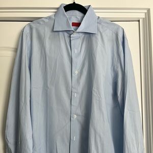 Men’s Isaiah blue pin striped button-down